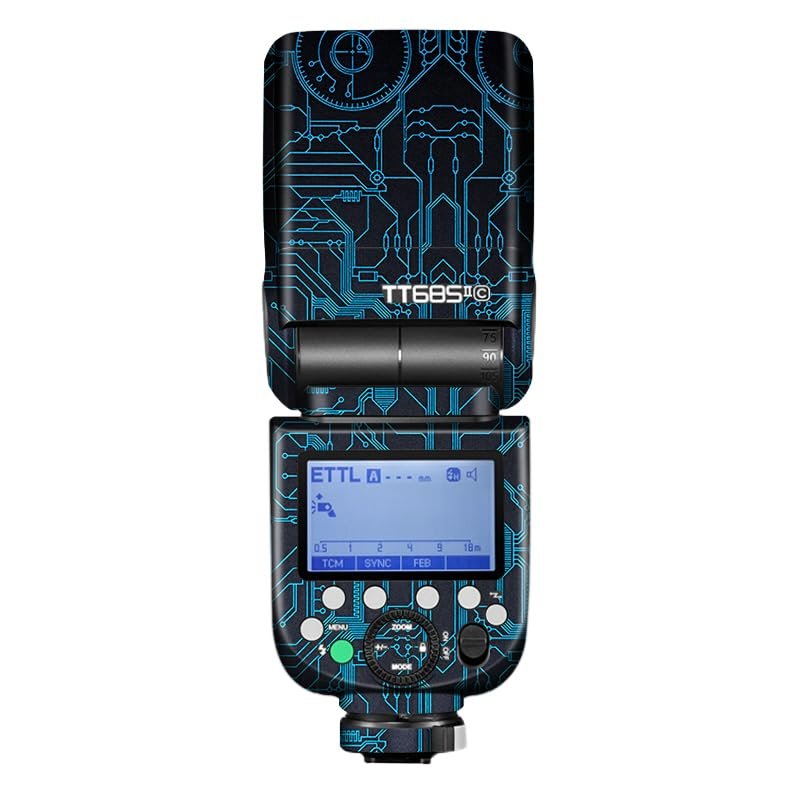 Anti-Scratch Camera Flash Skin Sticker for Godox TT685 II Flash Coat Vinly Protective Film Body Protector Decals Cover TT685II(Circuit Blue)