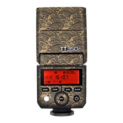 Anti-Scratch Vinyl Film Protective Coat Pocket Camera Flash Sticker Wrap Protective Film Body Protector Decal Skin for Godox TT350 Flash TT 350(Wave Gold)