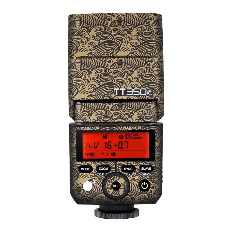Anti-Scratch Vinyl Film Protective Coat Pocket Camera Flash Sticker Wrap Protective Film Body Protector Decal Skin for Godox TT350 Flash TT 350(Wave Gold)