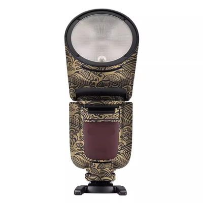 Anti-Scratch Camera Flash Skin Flash Sticker for Godox V1 Pro Flash Strobe Protective Vinyl Wrap Film Body Protector Coat Decal V1 Pro(Wave Gold)