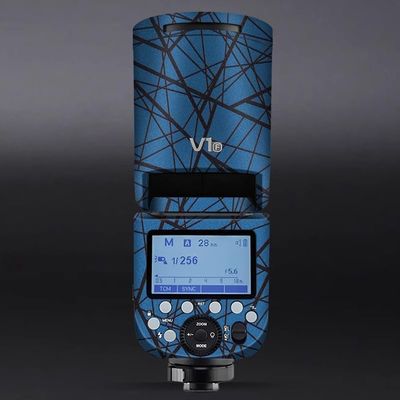 Anti-Scratch Camera Flash Sticker for Godox V1 Flash Coat Wrap Protective Film Body Protector Coat Skin Cover V1(Cross Blue)