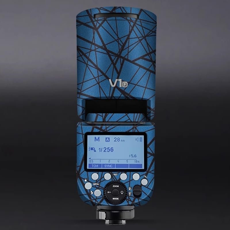 Anti-Scratch Camera Flash Sticker for Godox V1 Flash Coat Wrap Protective Film Body Protector Coat Skin Cover V1(Cross Blue)
