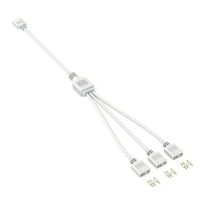 UCTUNG Gen 2 ARGB Splitter 5V 3 Pin 1 to 4/3/2 All Mainboard ARGB Extension Cable with Adapter Pin for Mainboard DIY(White 1 to 3)