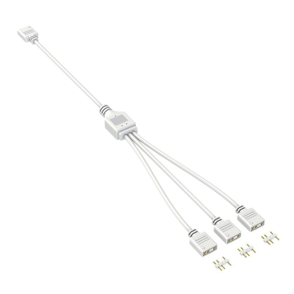UCTUNG Gen 2 ARGB Splitter 5V 3 Pin 1 to 4/3/2 All Mainboard ARGB Extension Cable with Adapter Pin for Mainboard DIY(White 1 to 3)
