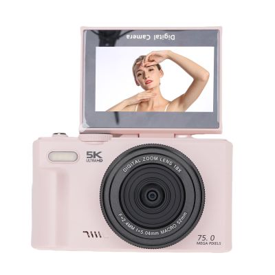 Pomya 5K Digital Camera for Photography, WiFi 75MP Vlogging Camera with 18X Digital Zoom, 0.45x Macro Wide Angle Lens, Compact Travel Camara