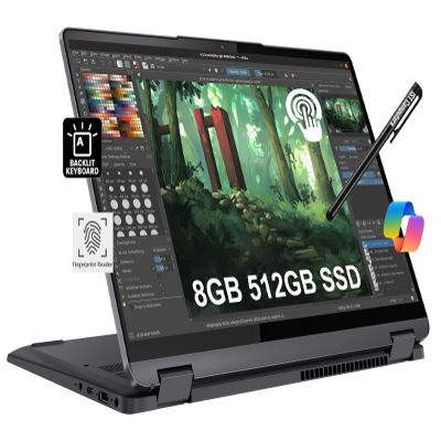 Lenovo IdeaPad Flex 5i 2-in-1 Laptop (14" FHD+ Touchscreen, Intel Core i3-1215U, 8GB RAM, 512GB SSD) Convertible, Fingerprint, Backlit, FHD Webcam, Win 11 Home (Renewed)