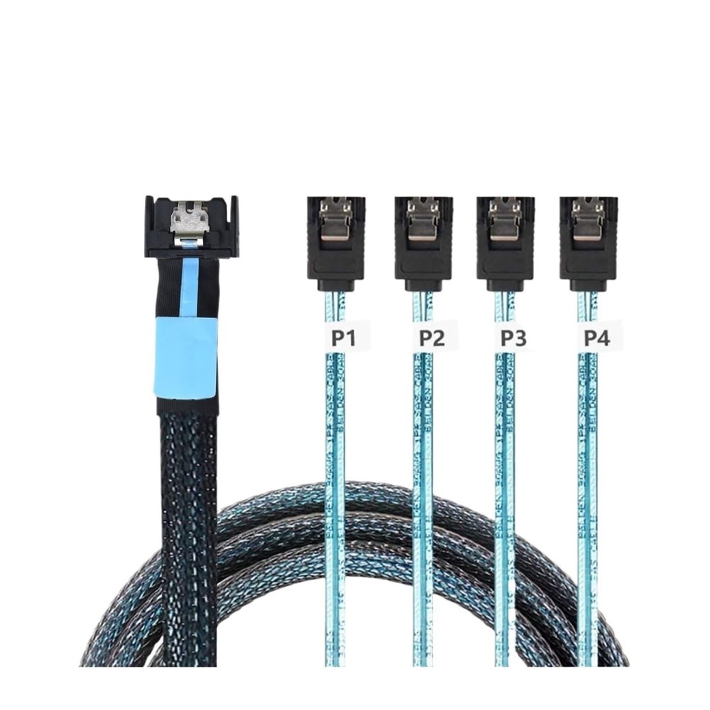 0.8M MI NI S*A*S MCIO STR PCI-E 5.0 SFF-8654 PCI-E Slimline S*A*S 4i 38Pin Male to 4X SATA Femal Extender Cable