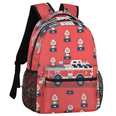 Adornori Fire Truck Backpack for Women Men Car Shoulder Computer Laptop Adults Backpack Sports Hiking Gym Workout Travel Casual Daypack