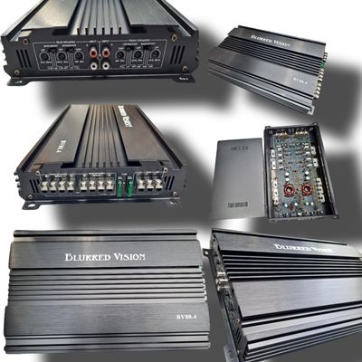 Blurred Vision BV80.4 4-Channel Car Amplifier, 600W RMS, Class AB, Full-Range with Bass Boost