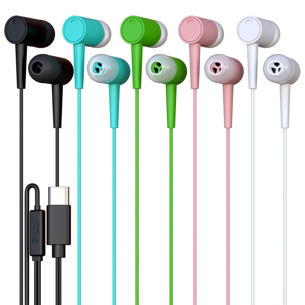 10 Pack Bulk Wired Earbuds, USB-C, in-Ear, Mic, Compatible with Phone, Tablet, Laptop, PC for School, Online Class, Meeting, Conference, Practice, Test, Mix