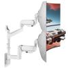 ARES WING Dual Monitor Wall Mount for 24-57 Inch Ultrawide Screens, Premium Heavy Duty Monitor Arm Holds 60 lbs, Full Motion Gas Spring, Bearing Head for Easy Adjustment, 75/100 VESA Mount, White view 1