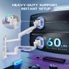 ARES WING Dual Monitor Wall Mount for 24-57 Inch Ultrawide Screens, Premium Heavy Duty Monitor Arm Holds 60 lbs, Full Motion Gas Spring, Bearing Head for Easy Adjustment, 75/100 VESA Mount, White view 3