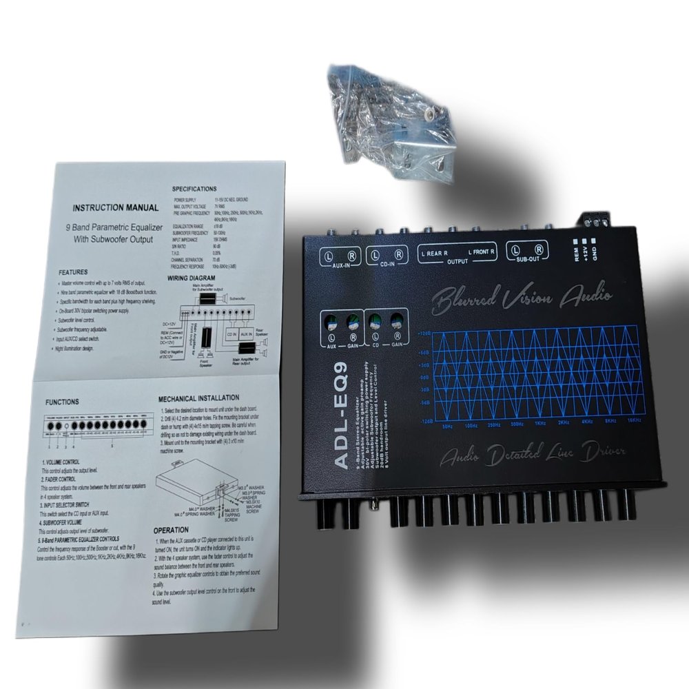 Blurred Vision Audio ADL-EQ9, 9-Band Parametric Equalizer with Line Driver, Subwoofer Output