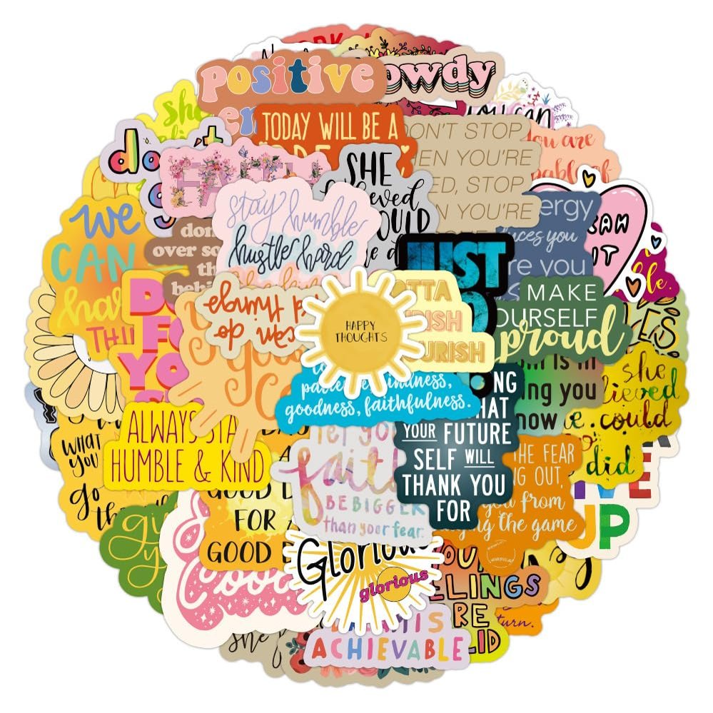 100 Pcs Motivational Sticker, Inspirational Words Stickers for Students Teacher Adults Teens Affirmation Waterproof Reward Stickers for Water Bottles Scrapbook Decals Laptop Journal (Style C -100 PCS)