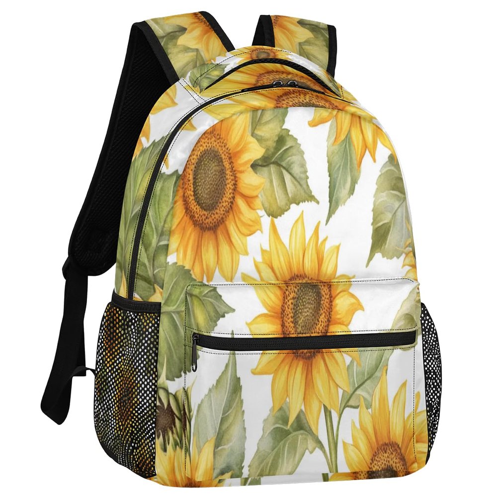 Adornori Yellow Flowers Backpack for Women Men Sunflower Shoulder Computer Laptop Adults Backpack Sports Hiking Gym Workout Travel Casual Daypack