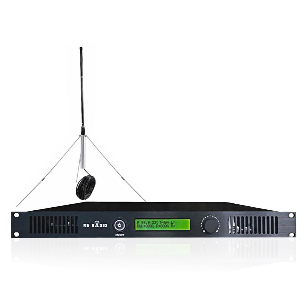50W FM Broadcast Transmitter +Antenna +Cable, Long Range 50watt FM Radio Broadcast Transmitter for Church Radio Station Broadcasting Equipment