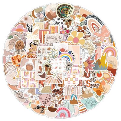 100 Pcs Bohemian Style Stickers, Retro Personality Vinyl Waterproof Sticker for Adults Teens Water Bottles Bicycle Skateboard Scrapbook Decals Luggage Laptop