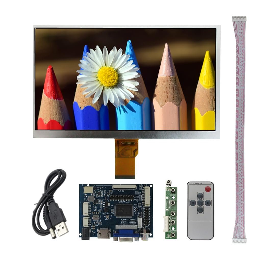 10.1-inch 1024x600 DIY Portable Monitor LCD Screen with HDMI/VGA/AV Driver Board for PC Extended Display, Secondary Screen, Orange Pi, Gaming Consoles, Car Mods & Industrial Equipment