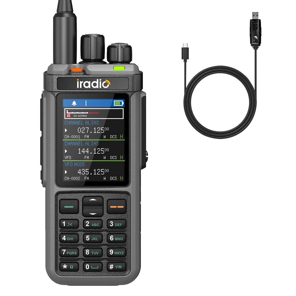 Iradio UV-98 Plus 10W Multi-Band Long Range Walkie Talkie,181000 MHz HF/VHF/UHF Ham Radio with FM/AM/SSB, Cross-Band Repeater & NOAA Shortwave, USB-C Quick Charge (with Programming Cable)