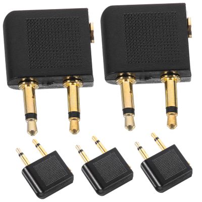 POPETPOP 5pcs Airplane Headphone Adapter for Dual Plug Connection 3.5mm Audio Jack Splitter for Airline Entertainment System Compatible Most Headphones