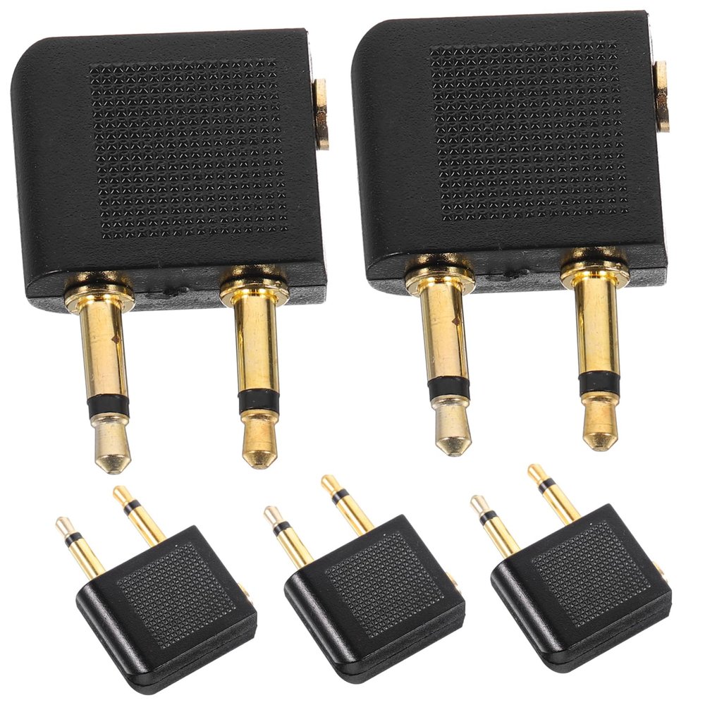 POPETPOP 5pcs Airplane Headphone Adapter for Dual Plug Connection 3.5mm Audio Jack Splitter for Airline Entertainment System Compatible Most Headphones