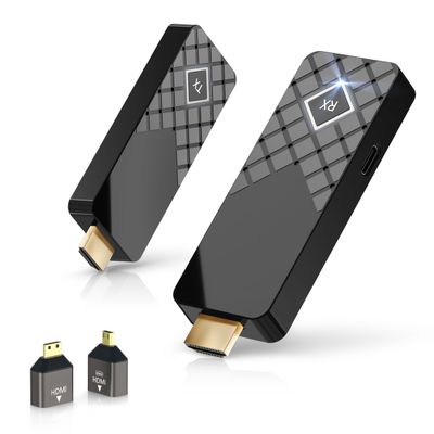 Wireless HDMI Transmitter and Receiver, 4K HDMI Wireless Extender, 2.4/5.8G, Plug and Play 328FT/100M Transmission, Extender Adapter Converter for Streaming Video from Laptop to TVs