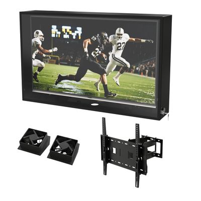 50-55 inch Outdoor TV Hard Cover with Lock, Weatherproof Protection for Television, Clear Outdoor TV Enclosure - Mounts Right on The Wall, Adjustable TV Wall Mount Bracket Included50-55 inch), Black