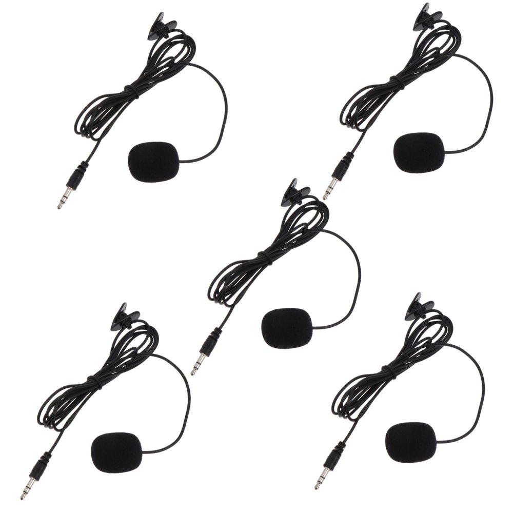 LRXIYODE Professional Clip-on Microphone 5-Pack Black Lavalier Mics for Teaching Presentations Tours and Interviews Multi-Functional Phone Accessory Sound