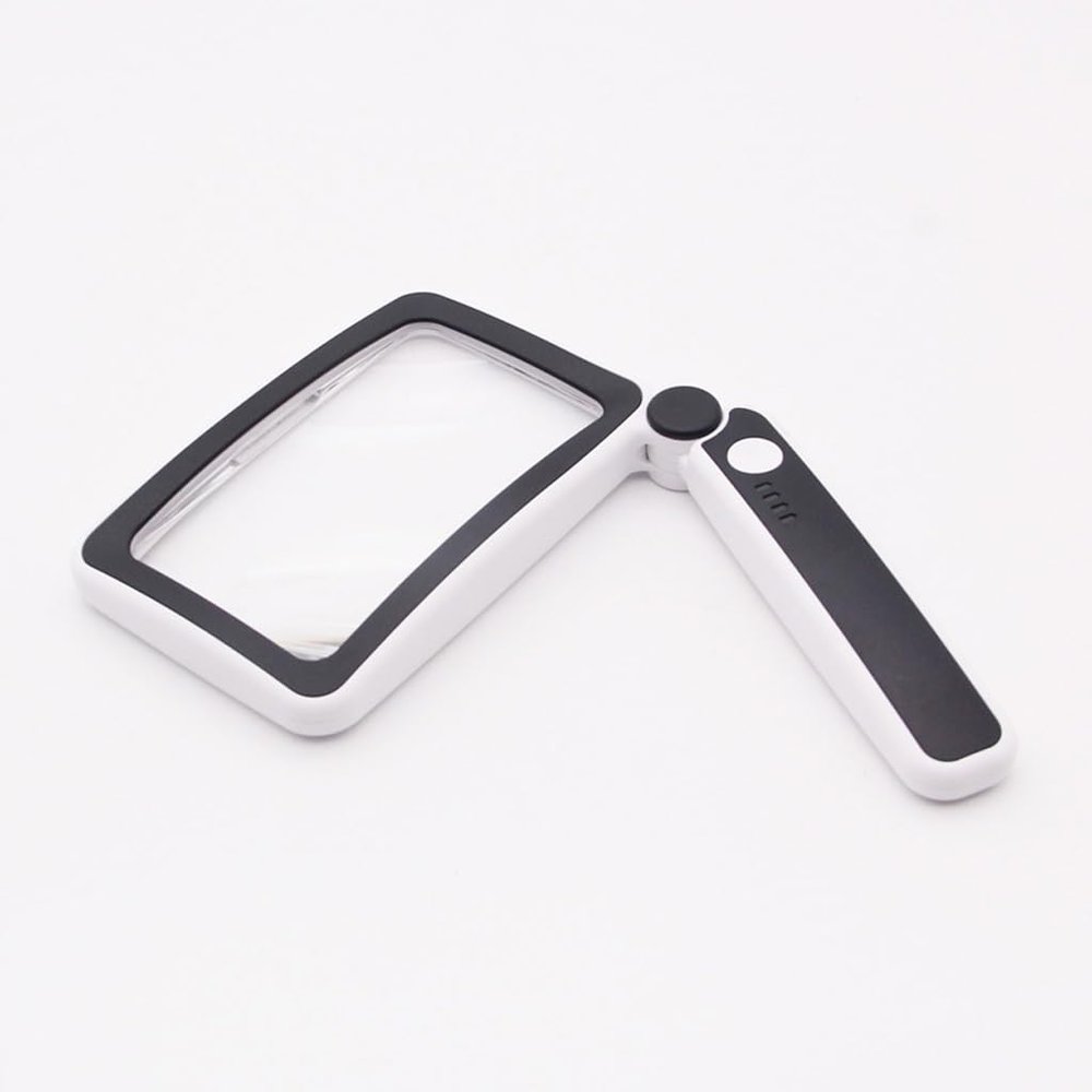 MVUYO Handheld Charging Foldable Power Display LED Light Reading Newspaper Magnifying Glass(Gray)