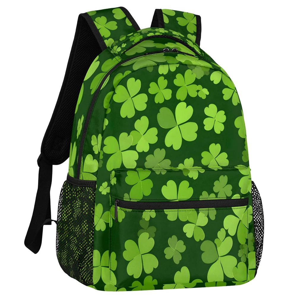 Adornori Green Clover Shamrock Backpack for Women Men Shoulder Computer Laptop Adults Backpack St. Patrick's Day Sports Hiking Gym Workout Travel Casual Daypack