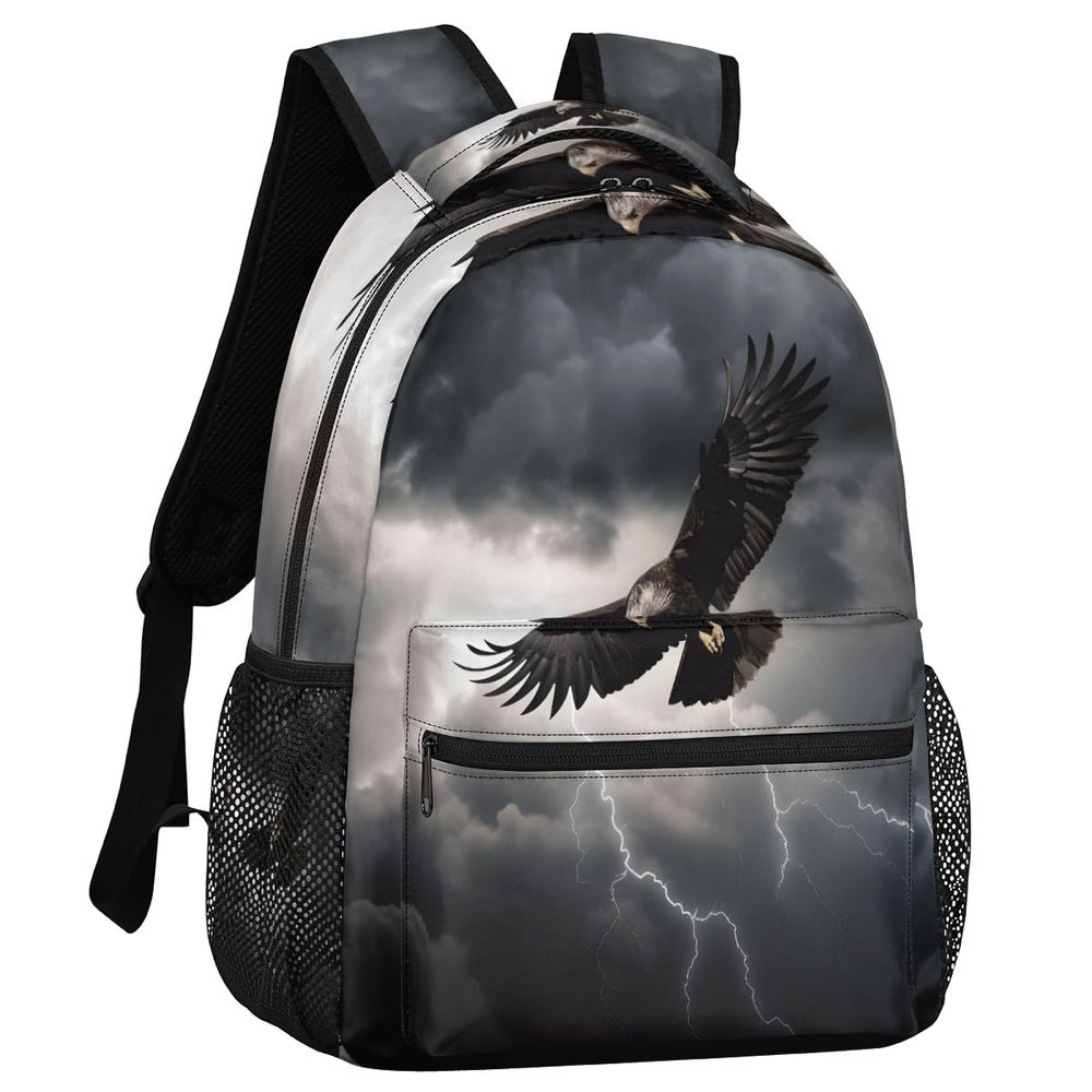 Adornori Eagles Backpack for Women Men Shoulder Computer Laptop Adults Backpack Black Birds Sports Hiking Gym Workout Travel Casual Daypack