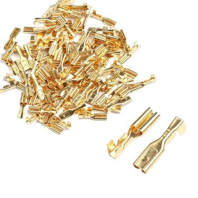 100pcs 2.8mm Female Crimp Terminal Connector Set Gold Brass Car Speaker Wire Connectors