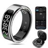 MagLoop Smart Ring Health Tracker for Men/Women,Fitness Ring Sleep Tracker with LED Display Sreeen,Fast Charging,Health and Sleep Monitoring,Motion Tracking,Female Cycle,Waterproof(Silver,9) view 1