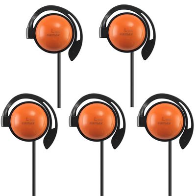 EXMAX SE-55 Foamless Wired Single Headphone 3.5mm Ear-Hook Headphone Big Large Speaker Style for EXD-101 EX-200N ELGT-470 Wireless Tour Guide Receiver Podcast Laptop (Left-Side Earphone, 5 Pack)