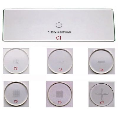 1pc Optical Glass C1 - C7 Microscope Eyepiece Reticle Cross Line Ocular Graticula Micrometer Grid Calibration Slide for Measurement(C6)
