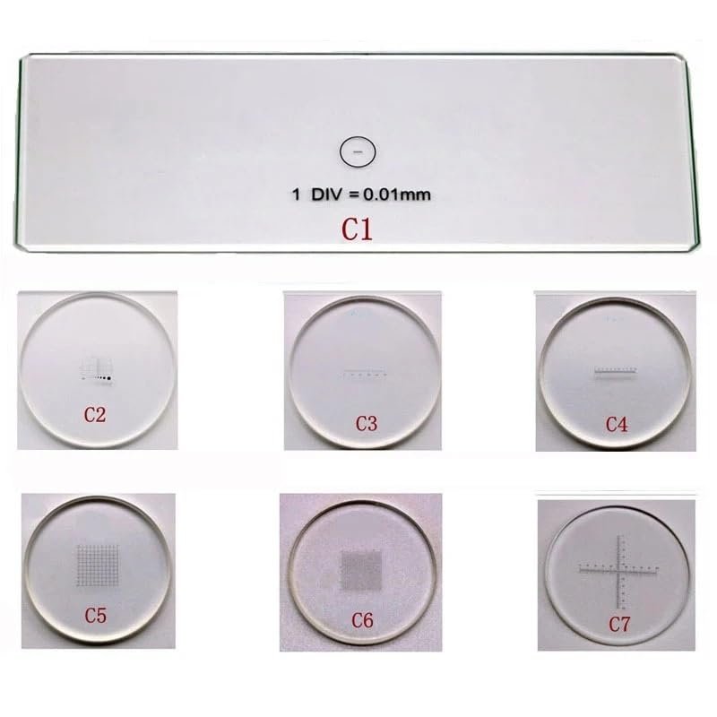 1pc Optical Glass C1 - C7 Microscope Eyepiece Reticle Cross Line Ocular Graticula Micrometer Grid Calibration Slide for Measurement(C6)
