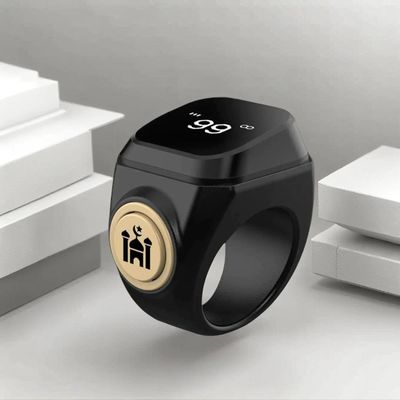 HSTNBVEO Smart Tasbih Zikr Ring,20mm (10) Muslim Digital Azan Alarm Clock,APP Support Digital Counter Prayer Reminder Rings, Waterproof 4 Digit Finger Counter zikr Ring for Muslims