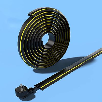 Outdoor Garage Hallways Cable Strip Protector Organizer for Hider TV/Monitor/Computer Cord, Heavy Duty Power Cord Cover Raceway Floor, 2 inch Wide Wires Channels(Black,1m/39.4in)