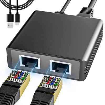 BLIYEE 2 Port Gigabit Ethernet Switch, 1000Mbps Network Switch Adapter, Easy LAN Expansion for PC Router, Plug & Play, Stable Wired Connection, RJ45 Cat5/6 Compatible
