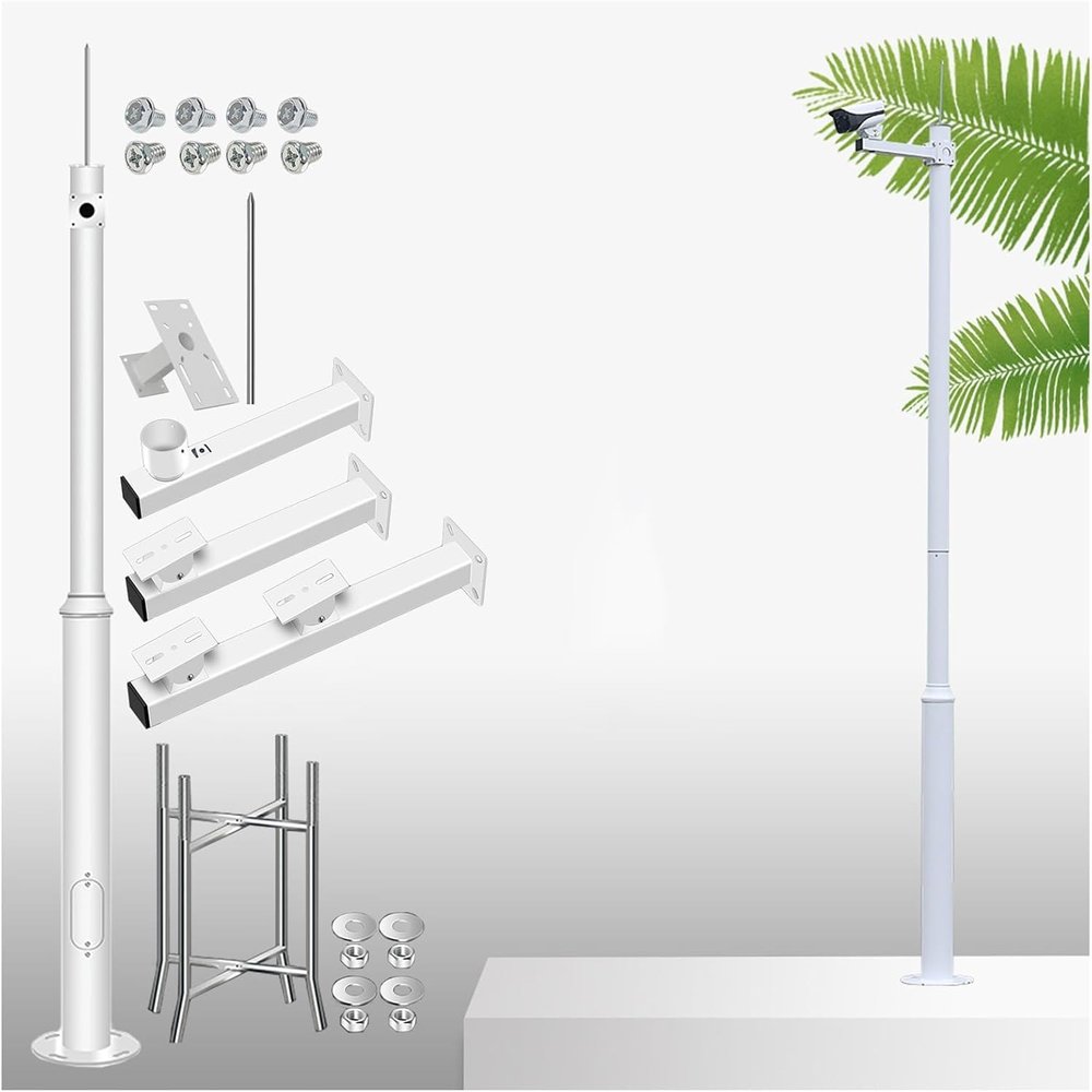JYDQM Split Post with Brackets, Rebar Cage, Screws, Parking Lots Yard Solar Street Light Post, 20' 18' 16' 15' 13' 11' 10' 8', Outdoor Surveillance Security Camera Pole Set(6.5ft (2 Sections) H)