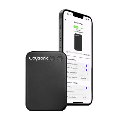 Waytronic AI Voice Recorder, APP Control, Transcribe&Summarize&Translate with AI, Support 108 Languages, Pocket AI Note Taker for Lectures, Meetings, Calls, Only Work with iPhone