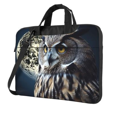 13 Inch Laptop Shoulder Bag For Men Women,Waterproof Briefcase Messenger Bag Owl And Moon Laptop Sleeve Bag W/Strap Handle