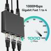 BLIYEE Gigabit Ethernet Splitter 1 to 4 1000Mbps Internet Cable Splitter, High Speed Either Network Splitter, Dual LAN RJ45 Port Router Switch Work with Cat5/5e/6/7/8 Cable view 2