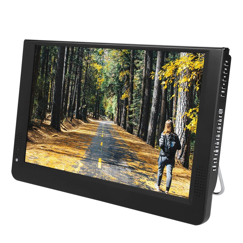 PUSOKEI Small Flatscreen TV, 12 Inch Portable ATSC Digital LED TV, USB, SD Card Support, HDMI Input, 1080p Playback and ATV/UHF/VHF, Includes Remote,Stand & 12V Car Charger for Outdoor Use