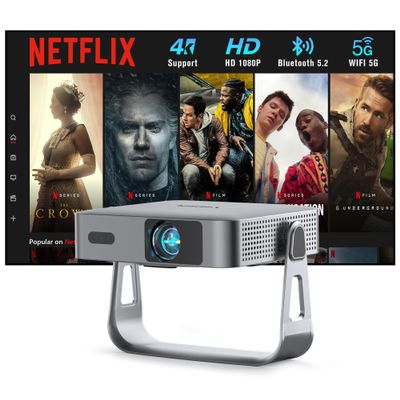[Official Licensed Netflix&Ultra-thin]Mini Projector With Wifi And Bluetooth, VISSPL 4K Support Smart Portable Outdoor Projector, Auto Focus&keystone, Small Native 1080P Home Theater Movie Projector