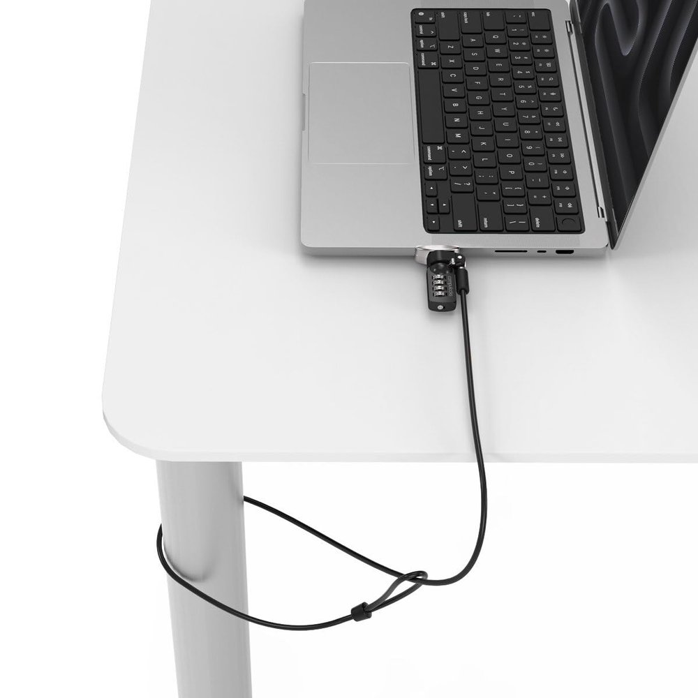Compulocks Ledge Lock Adapter with Combination Cable Lock for MacBook Pro 14-Inch M1, M2, M3, M5  Secure Anti-Theft Locking System for MacBook - Silver