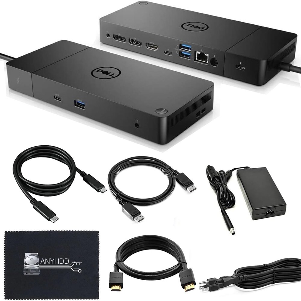 Dell WD19TB Thunderbolt Dock - 1 Year Warranty, Docking Station with 180W Adapter, HDMI, DisplayPort, Thunderbolt Cable, Cloth - Dell Docking Station Dual Monitor for Laptop & Computers (Renewed)