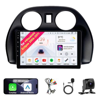 13 Car Radio Stereo for Mitsubishi Eclipse 2006-2011 - 9" IPS Touch Screen, Upgrade Dash Kit with CarPlay & Android Auto, GPS Navigation, Bluetooth 5.0, WiFi, SWC, 5G, DSP