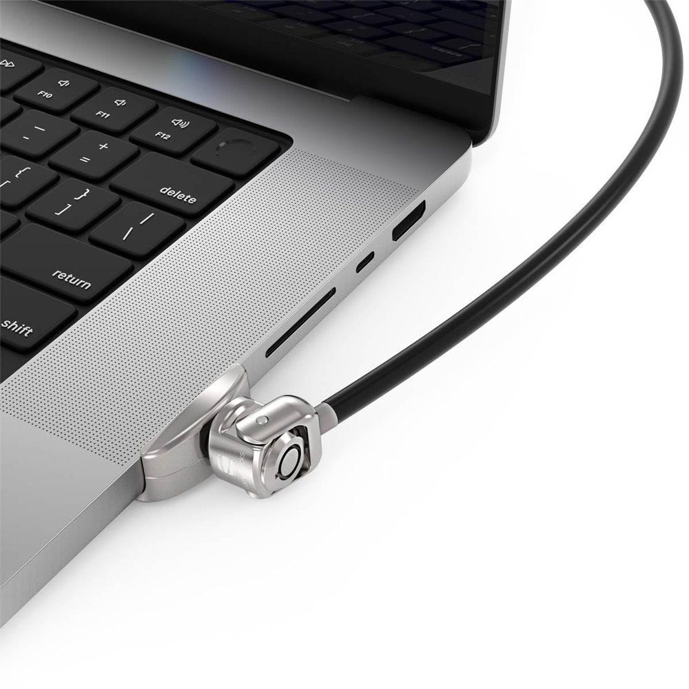 Compulocks Ledge Lock Adapter for MacBook Pro 16" M1-M5 with Keyed Cable Lock Silver