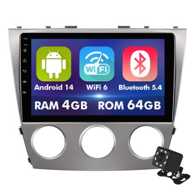 10.1 Inch IPS Touchscreen Android 14 Car Stereo for Toyota Camry 2006-2011 with Wireless CarPlay & Android Auto 4+64GB Car Radio, Support GPS, WiFi 6, Bluetooth,5.4, Backup Camera, USB (Manual A/C)
